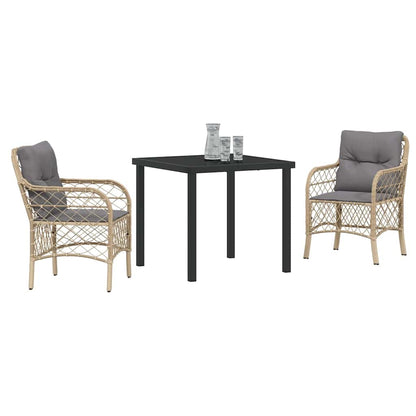 Garten Essgruppe mit Kissen 3 pcs Beige Poly Rattan