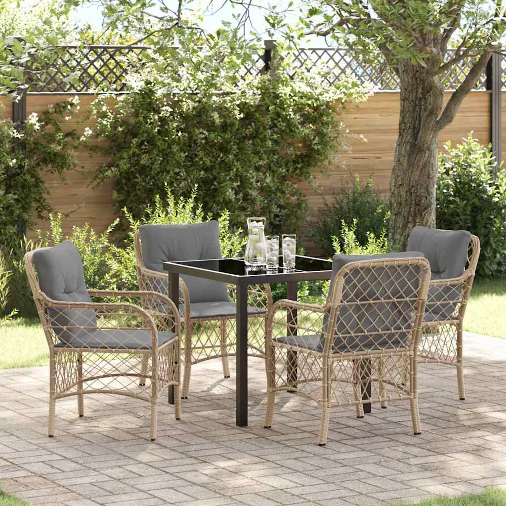 Garten Essgruppe mit Kissen 5 pcs Beige Poly Rattan