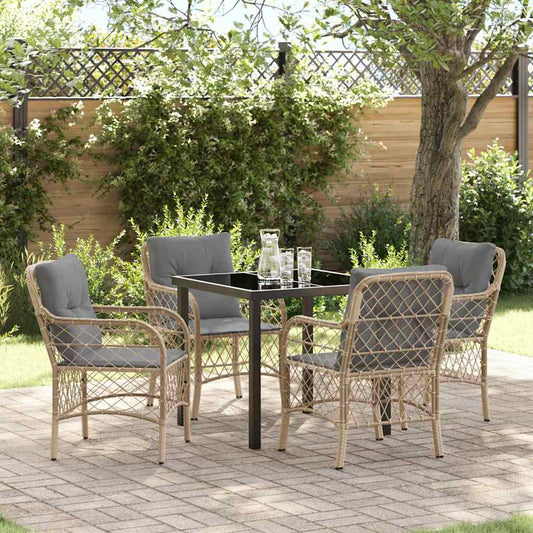 Garten Essgruppe mit Kissen 5 pcs Beige Poly Rattan