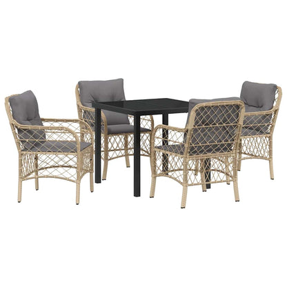 Garten Essgruppe mit Kissen 5 pcs Beige Poly Rattan