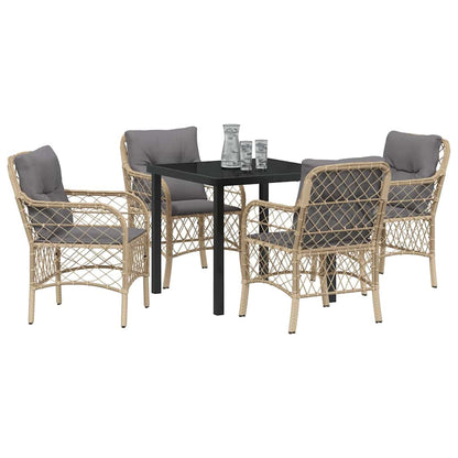 Garten Essgruppe mit Kissen 5 pcs Beige Poly Rattan
