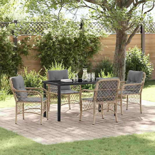 Garten Essgruppe mit Kissen 5 pcs Beige Poly Rattan