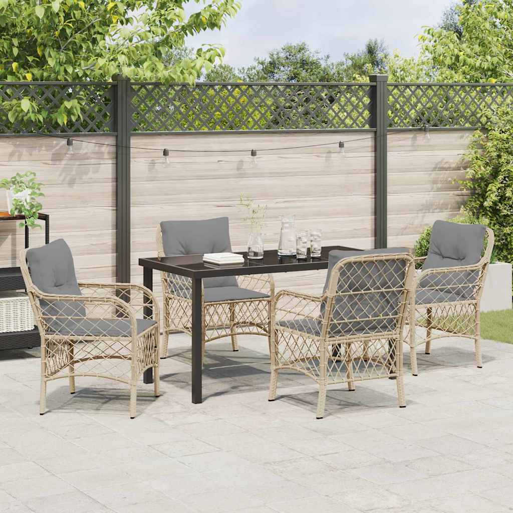 Garten Essgruppe mit Kissen 5 pcs Beige Poly Rattan