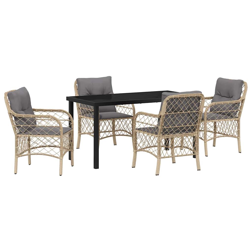 Garten Essgruppe mit Kissen 5 pcs Beige Poly Rattan