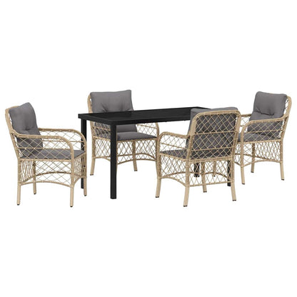 Garten Essgruppe mit Kissen 5 pcs Beige Poly Rattan