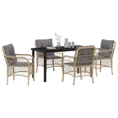 Garten Essgruppe mit Kissen 5 pcs Beige Poly Rattan