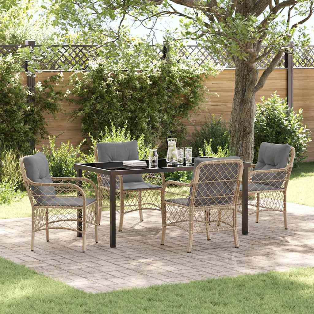 Garten Essgruppe mit Kissen 5 pcs Beige Poly Rattan