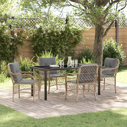 Garten Essgruppe mit Kissen 5 pcs Beige Poly Rattan