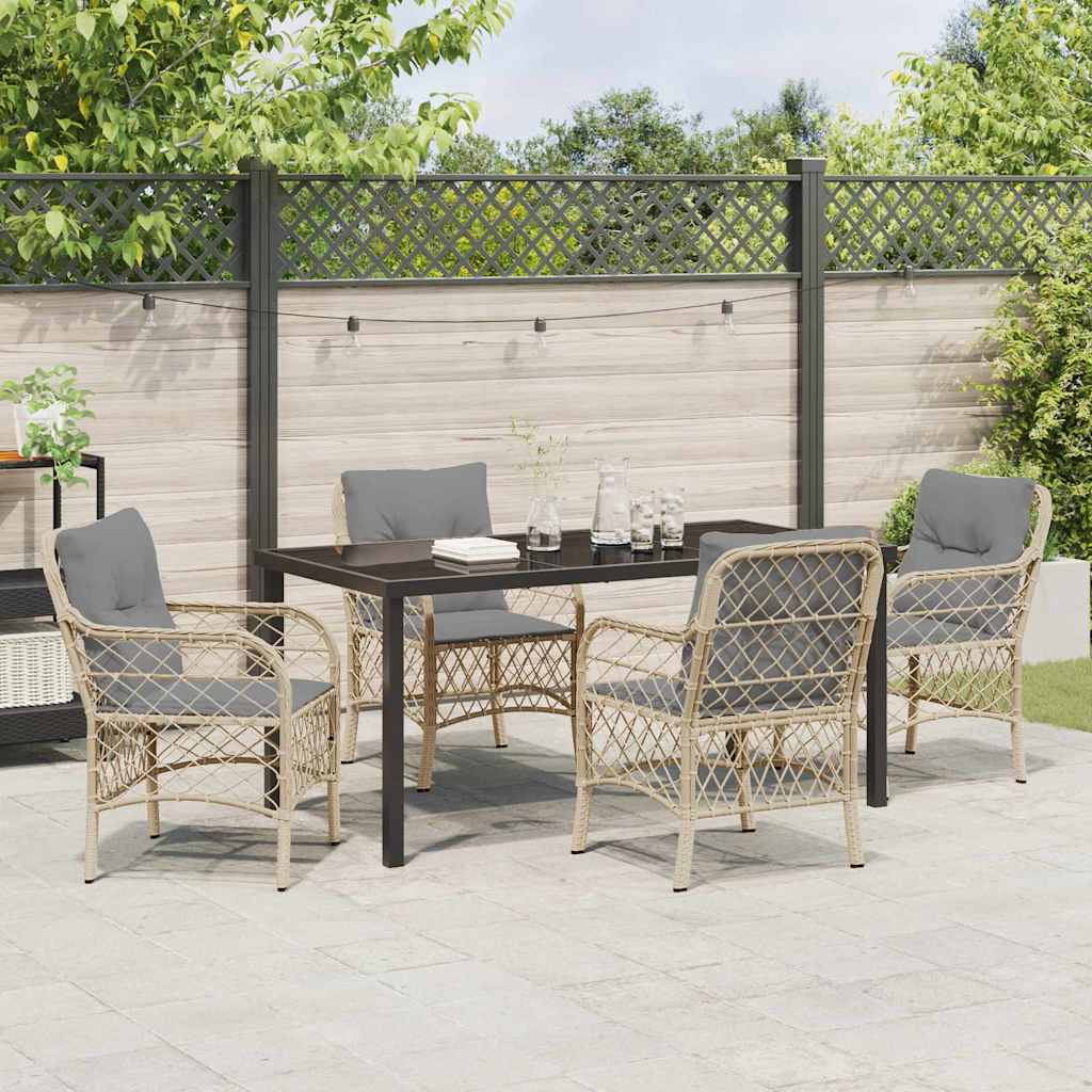 Garten Essgruppe mit Kissen 5 pcs Beige Poly Rattan