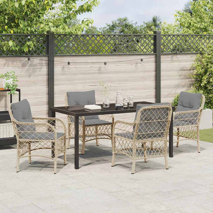 Garten Essgruppe mit Kissen 5 pcs Beige Poly Rattan