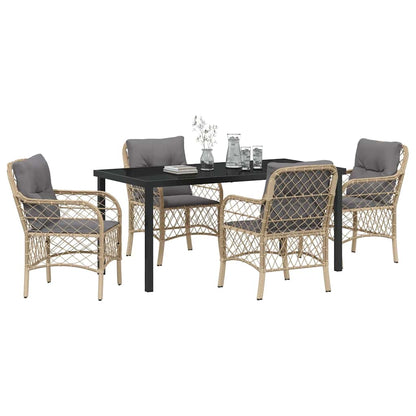 Garten Essgruppe mit Kissen 5 pcs Beige Poly Rattan