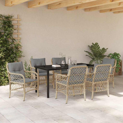 Garten Essgruppe mit Kissen 7 pcs Beige Poly Rattan