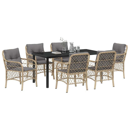 Garten Essgruppe mit Kissen 7 pcs Beige Poly Rattan