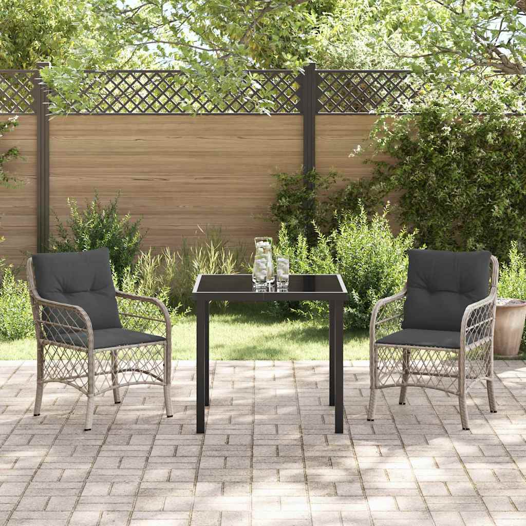 Garten Essgruppe mit Kissen 3 pcs Hellgrau Poly Rattan