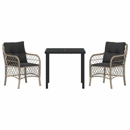 Garten Essgruppe mit Kissen 3 pcs Hellgrau Poly Rattan