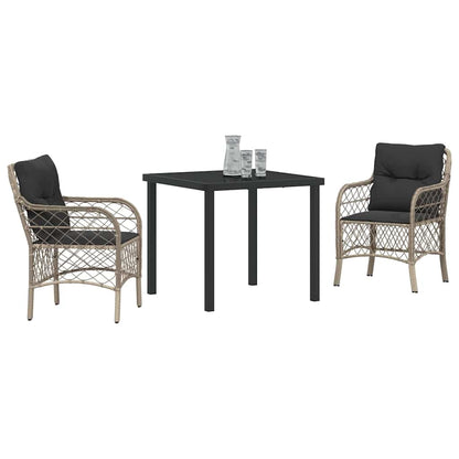 Garten Essgruppe mit Kissen 3 pcs Hellgrau Poly Rattan