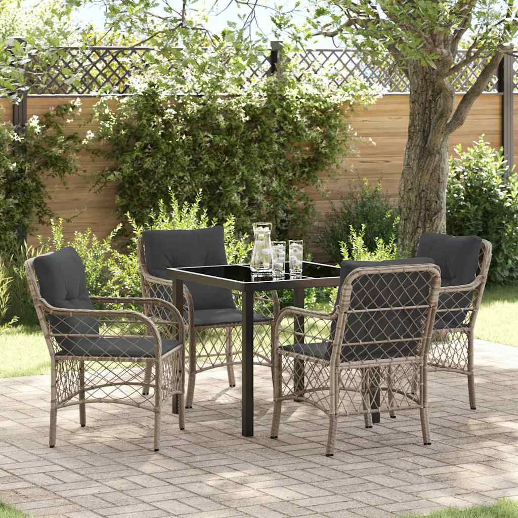 Garten Essgruppe mit Kissen 5 pcs Hellgrau Poly Rattan