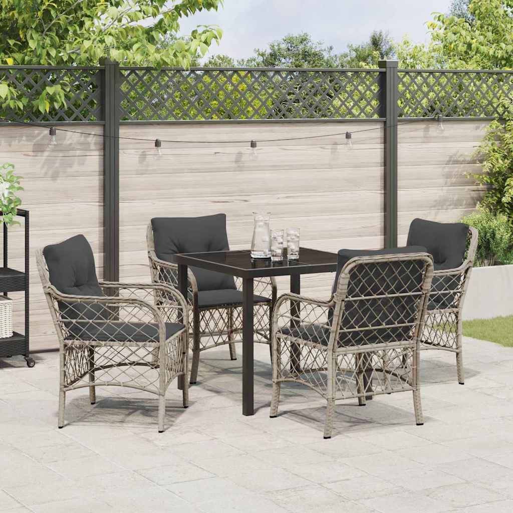Garten Essgruppe mit Kissen 5 pcs Hellgrau Poly Rattan