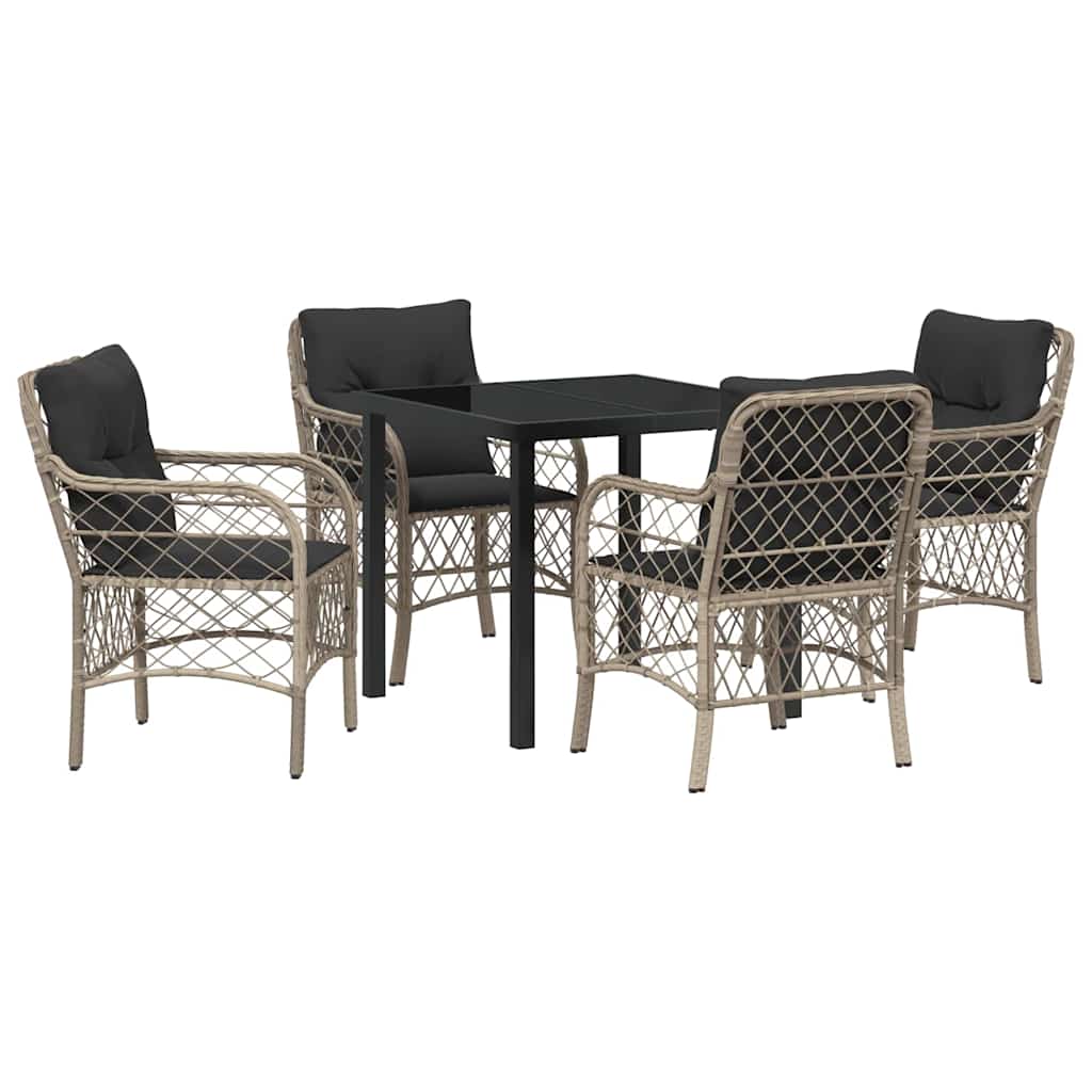 Garten Essgruppe mit Kissen 5 pcs Hellgrau Poly Rattan