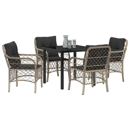 Garten Essgruppe mit Kissen 5 pcs Hellgrau Poly Rattan