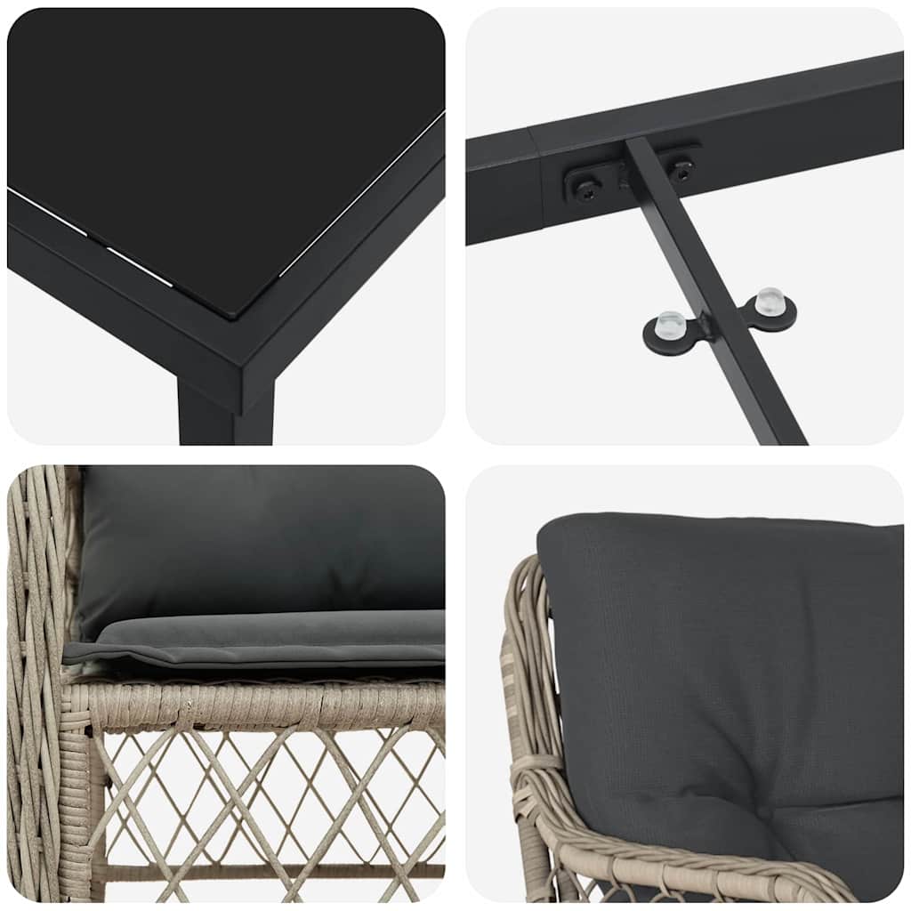 Garten Essgruppe mit Kissen 5 pcs Hellgrau Poly Rattan