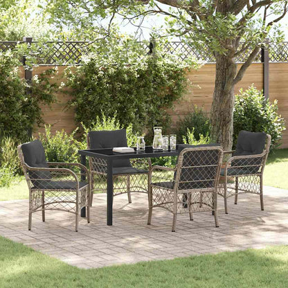 Garten Essgruppe mit Kissen 5 pcs Hellgrau Poly Rattan