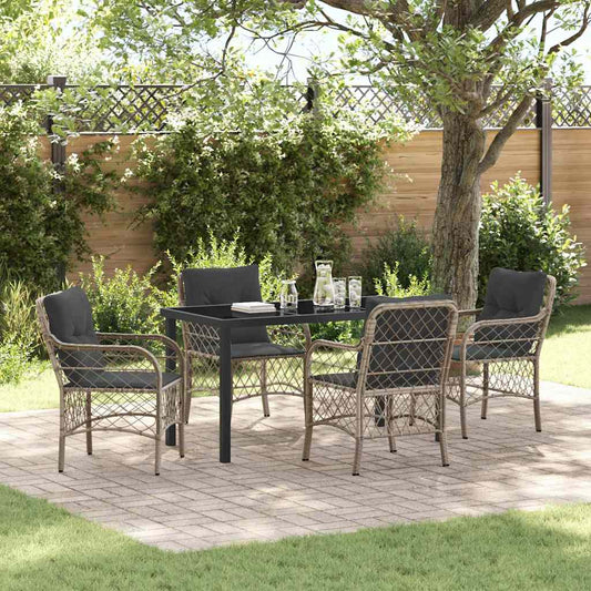 Garten Essgruppe mit Kissen 5 pcs Hellgrau Poly Rattan