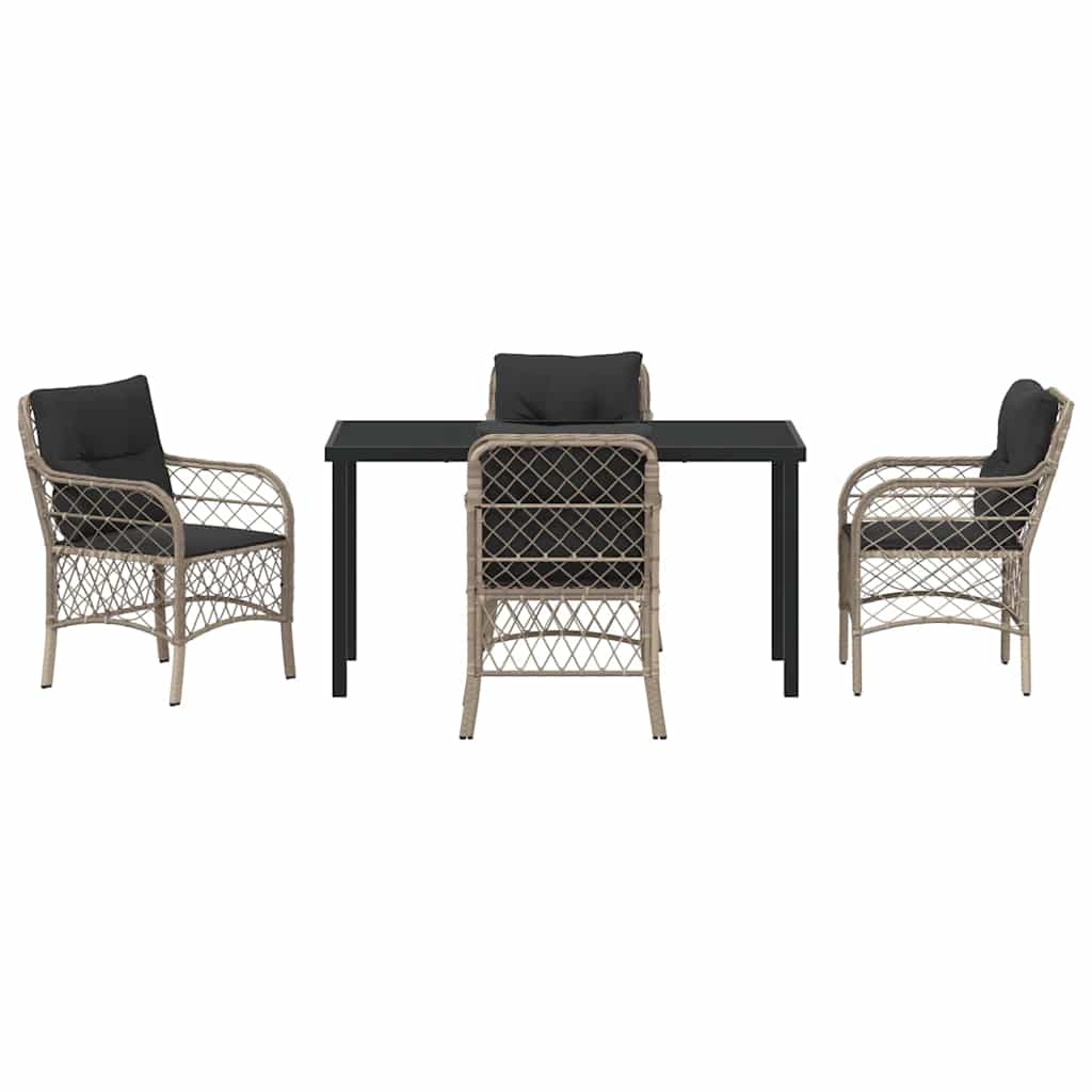 Garten Essgruppe mit Kissen 5 pcs Hellgrau Poly Rattan