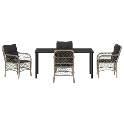 Garten Essgruppe mit Kissen 5 pcs Hellgrau Poly Rattan