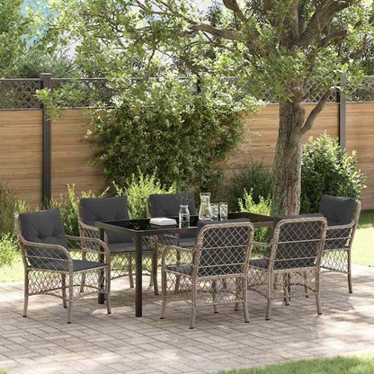 Garten Essgruppe mit Kissen 7 pcs Hellgrau Poly Rattan
