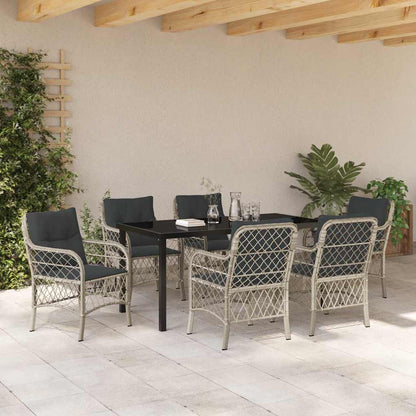 Garten Essgruppe mit Kissen 7 pcs Hellgrau Poly Rattan