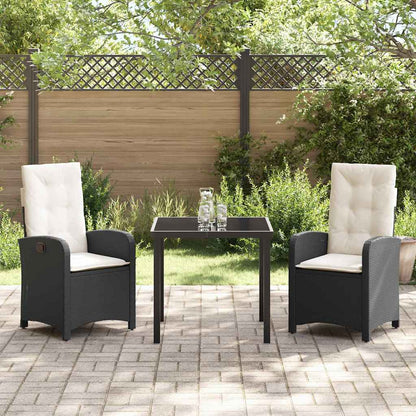 Garten Essgruppe 3 pcs Schwarz Poly-Rattan