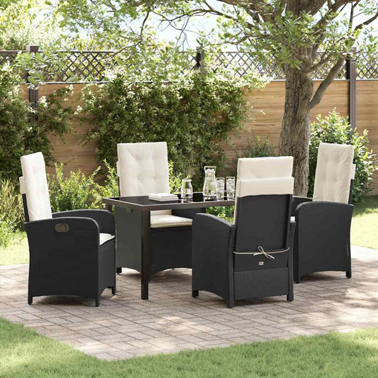 Garten Essgruppe 5 pcs Schwarz Poly-Rattan