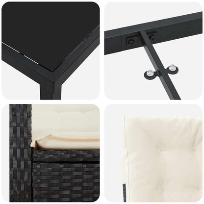 Garten Essgruppe 5 pcs Schwarz Poly-Rattan