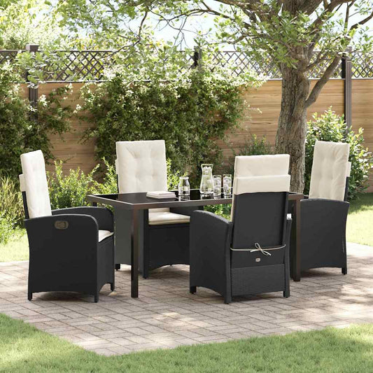 Garten Essgruppe 5 pcs Schwarz Poly-Rattan