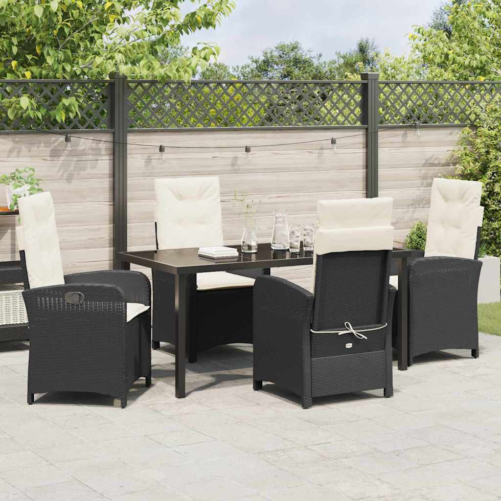 Garten Essgruppe 5 pcs Schwarz Poly-Rattan