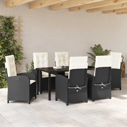 Garten Essgruppe 7 pcs Schwarz Poly-Rattan