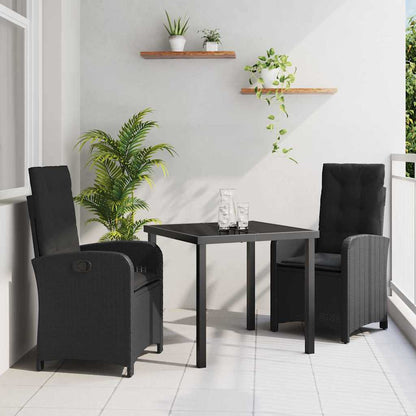 Garten Essgruppe 3 pcs Schwarz Poly-Rattan