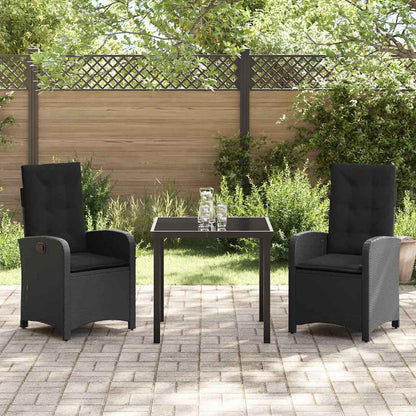 Garten Essgruppe 3 pcs Schwarz Poly-Rattan