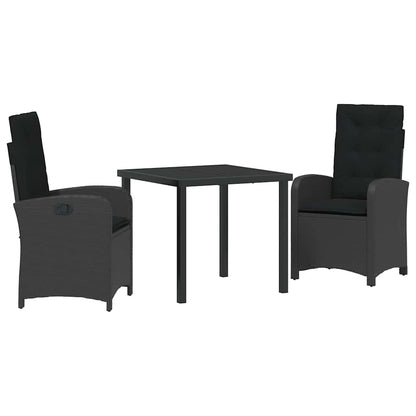 Garten Essgruppe 3 pcs Schwarz Poly-Rattan