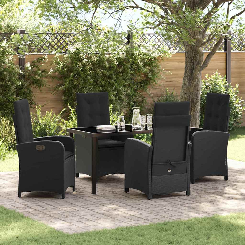 Garten Essgruppe 5 pcs Schwarz Poly-Rattan