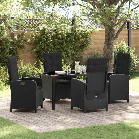 Garten Essgruppe 5 pcs Schwarz Poly-Rattan