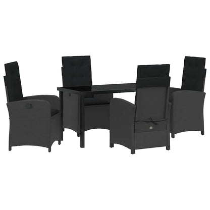 Garten Essgruppe 5 pcs Schwarz Poly-Rattan