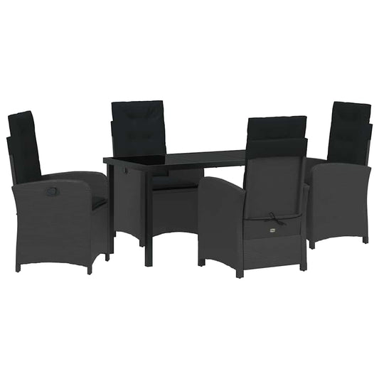 Garten Essgruppe 5 pcs Schwarz Poly-Rattan