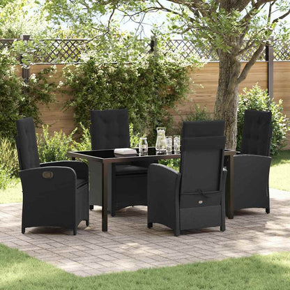 Garten Essgruppe 5 pcs Schwarz Poly-Rattan