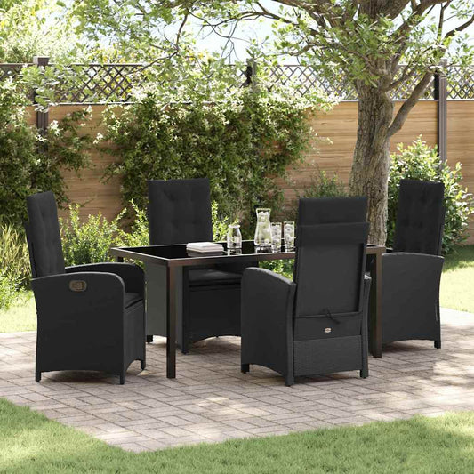 Garten Essgruppe 5 pcs Schwarz Poly-Rattan