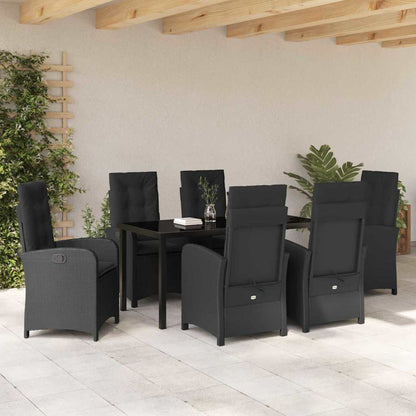 Garten Essgruppe 7 pcs Schwarz Poly-Rattan