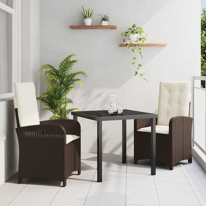 Garten Essgruppe 3 pcs Braun Poly-Rattan