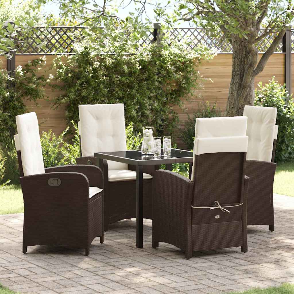 Garten Essgruppe 5 pcs Braun Poly-Rattan