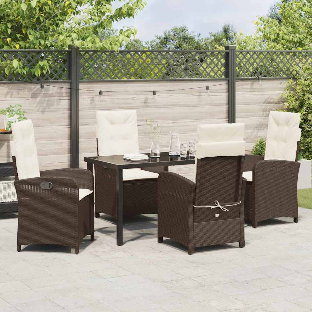 Garten Essgruppe 5 pcs Braun Poly-Rattan